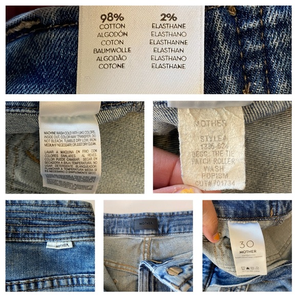 MOTHER The Tie Patch Roller Jeans size 30  Popism EUC - Picture 16 of 16